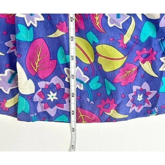 Vintage 80’/90’s 100% Silk Bright Floral Retro Midi Skirt A-line Women’s Size 10 - Picture 12 of 16